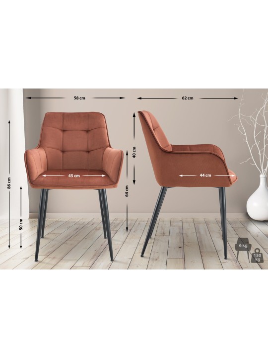 2 Ferndale-samettiruokailutuolin sarja, ruskea 2 Ferndale-samettiruokailutuolin sarja, ruskea