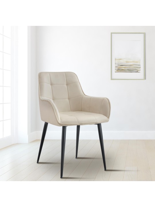 2 Ferndale-samettiruokailutuolin sarja, kermanvärinen 2 Ferndale-samettiruokailutuolin sarja, kermanvärinen