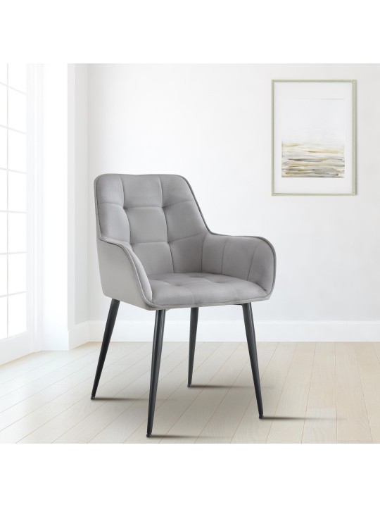 2 Ferndale-samettiruokailutuolin sarja, vaaleanharmaa