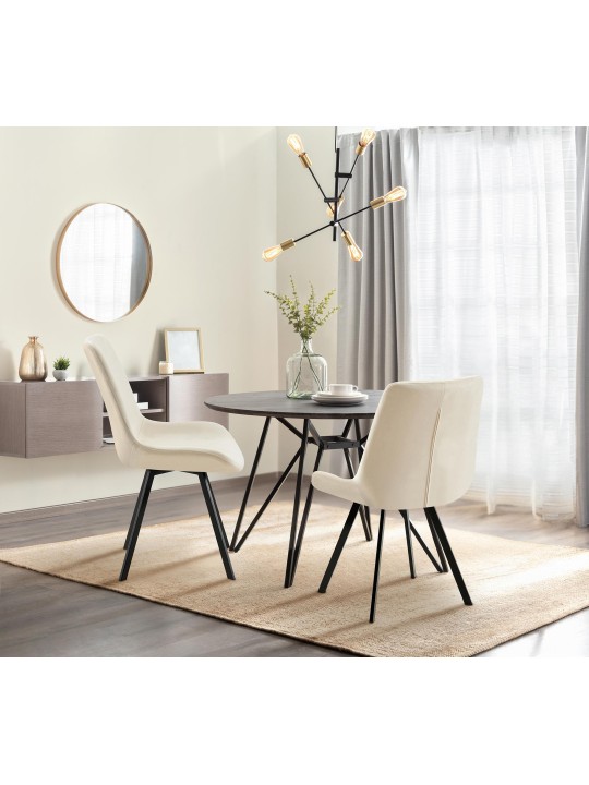 2 ruokapöydän tuolin setti Lewes velvet, kermanvärinen