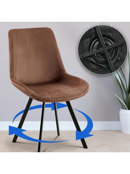 2 ruokapöydän tuolin setti Lewes velvet, ruskea 2 ruokapöydän tuolin setti Lewes velvet, ruskea