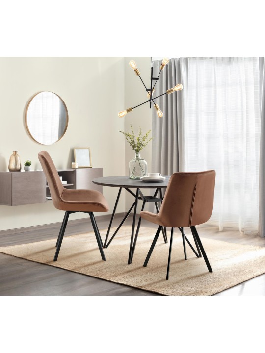 2 ruokapöydän tuolin setti Lewes velvet, ruskea 2 ruokapöydän tuolin setti Lewes velvet, ruskea