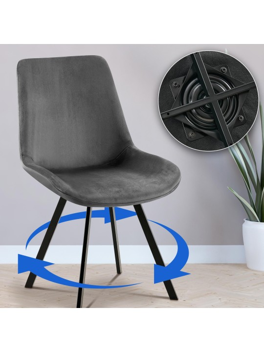 2 ruokapöydän tuolin setti Lewes velvet, tummanharmaa