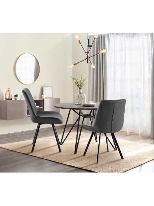 2 ruokapöydän tuolin setti Lewes velvet, tummanharmaa