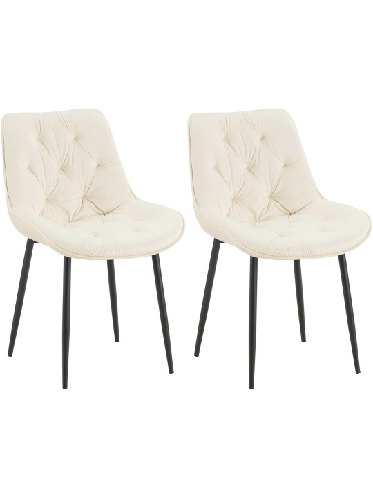 Sarja 2 ruokasalin tuolia Wallace velvet, kermanvärinen