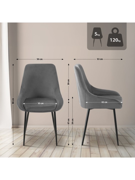 Elmira samettinen ruokatuoli, tummanharmaa