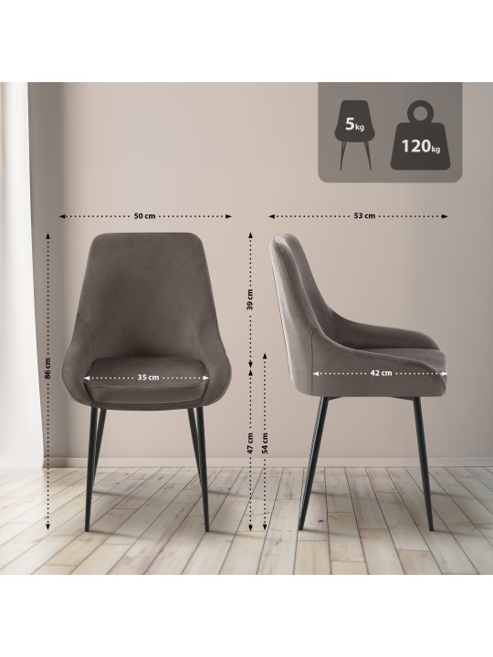 Elmira samettinen ruokatuoli, antrasiitti