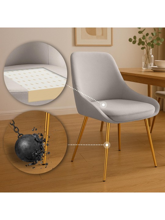 Ruokailuhuoneen tuoli Elmira samettikultainen, harmaa