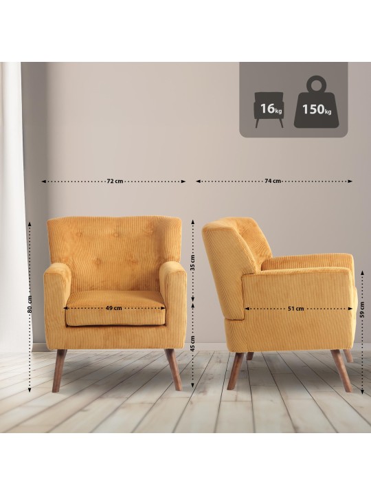 Kioni Cord nojatuoli, oranssi