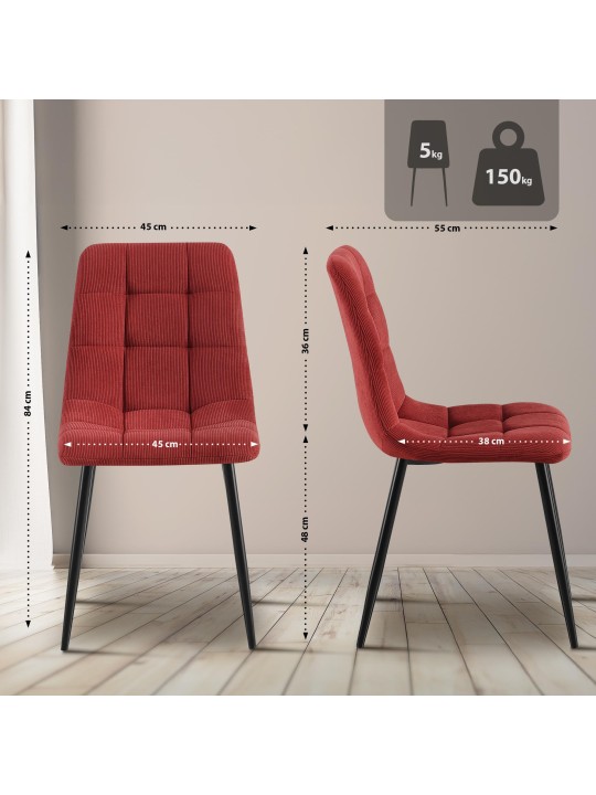 Ruokasalin tuoli Tilde Cord, viininpunainen