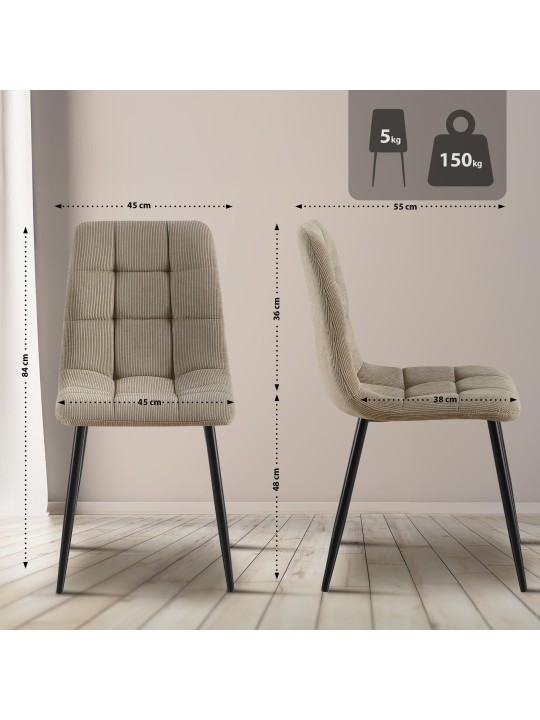 Ruokasalin tuoli Tilde Cord, taupe