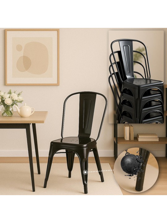 4 tuolin setti Benedikt, musta 4 tuolin setti Benedikt, musta