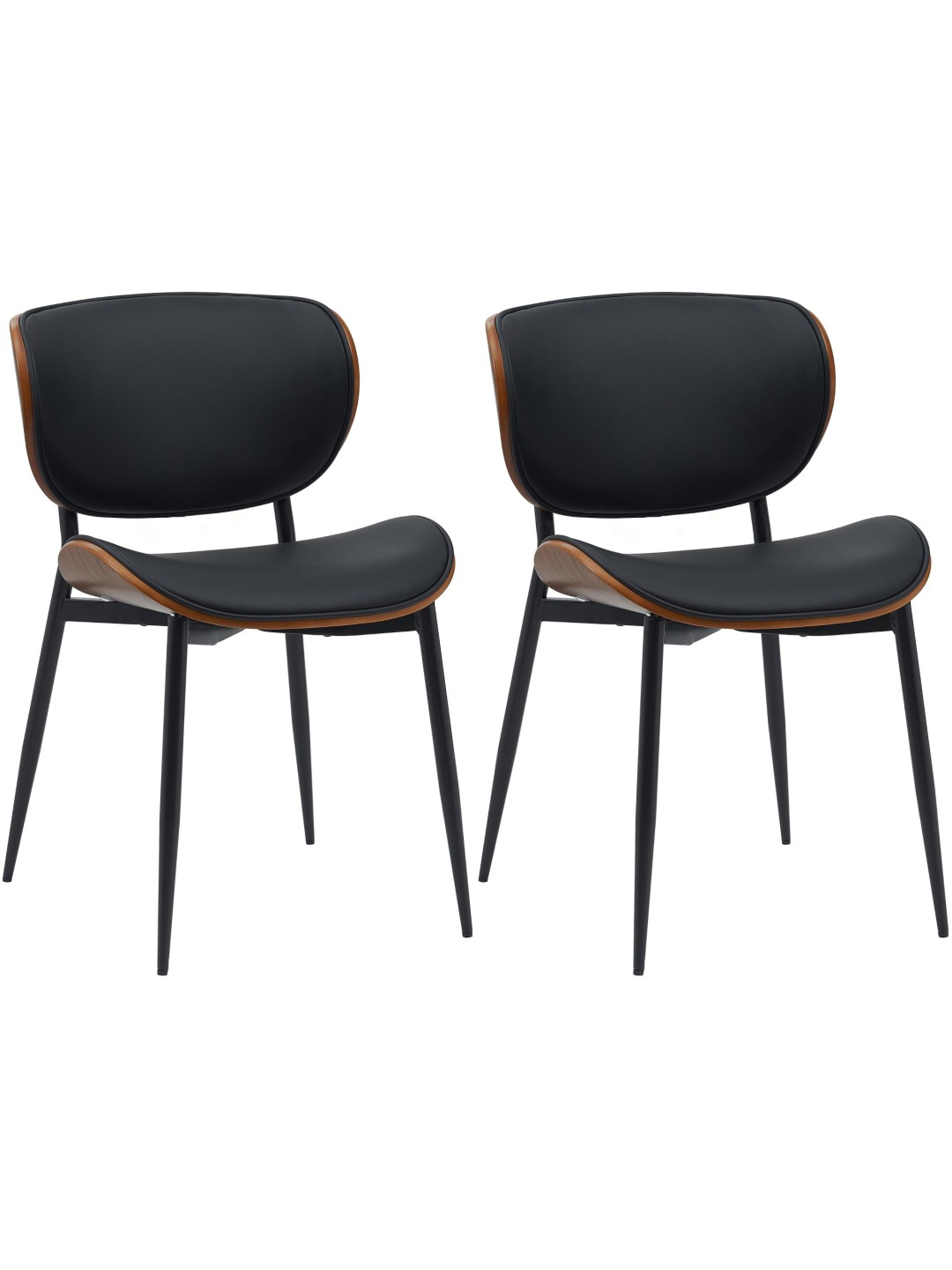 2 ruokasalin tuolin setti Enid keinonahkaa, pähkinä/musta