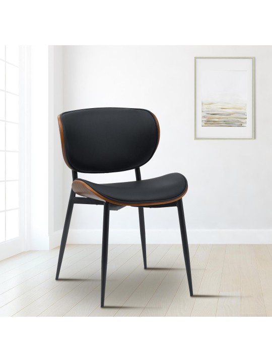 2 ruokasalin tuolin setti Enid keinonahkaa, pähkinä/musta