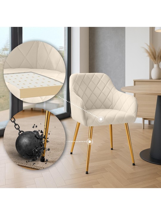 Ruokasalin tuoli Monett velvet G, kermanvärinen