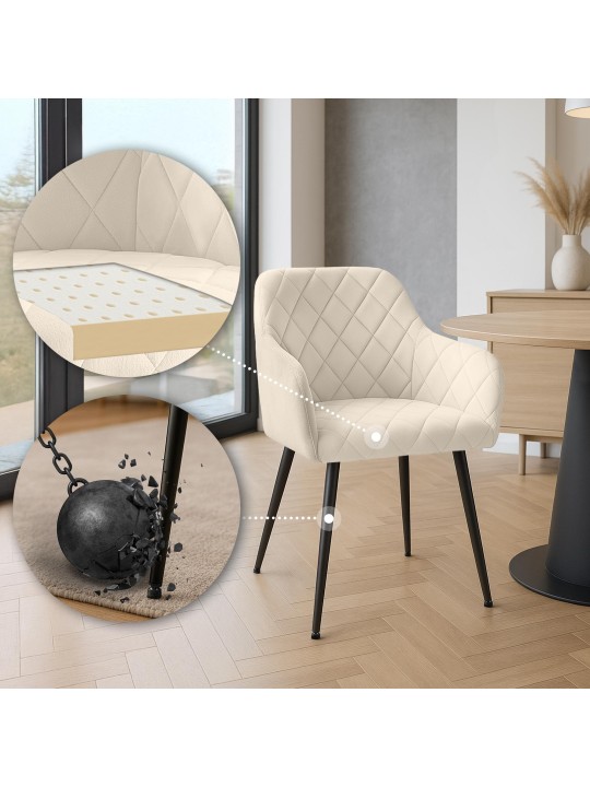 2 ruokapöydän tuolin setti Monett velvet B, kermanvärinen