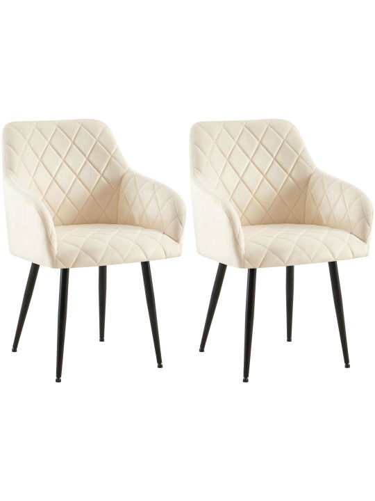 2 ruokapöydän tuolin setti Monett velvet B, kermanvärinen