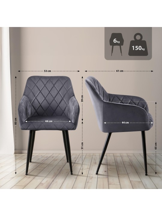 Ruokasalin tuoli Monett velvet B, tummanharmaa