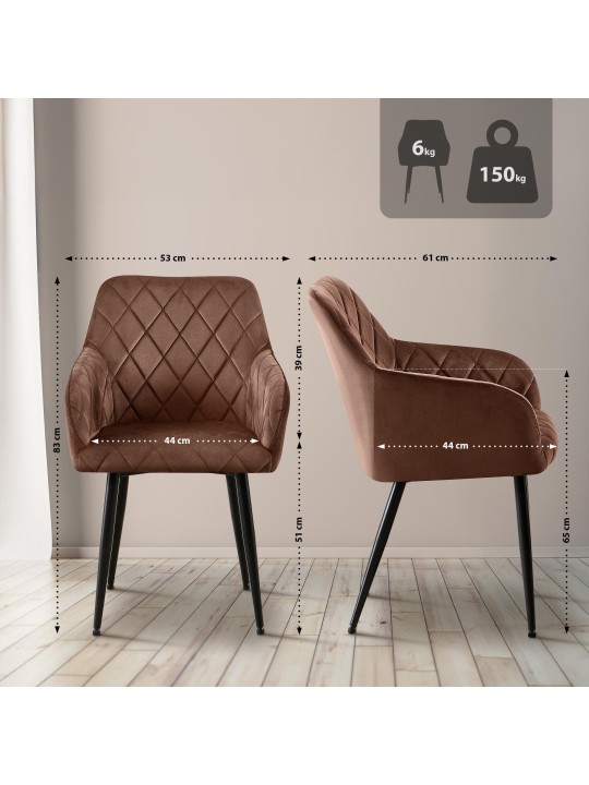 Ruokasalin tuoli Monett velvet B, ruskea