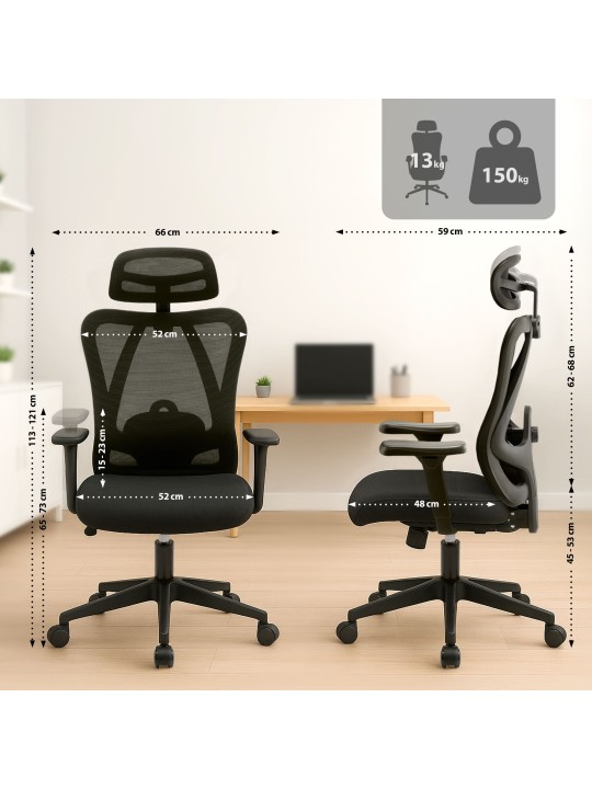 Elisha työtuoli, musta