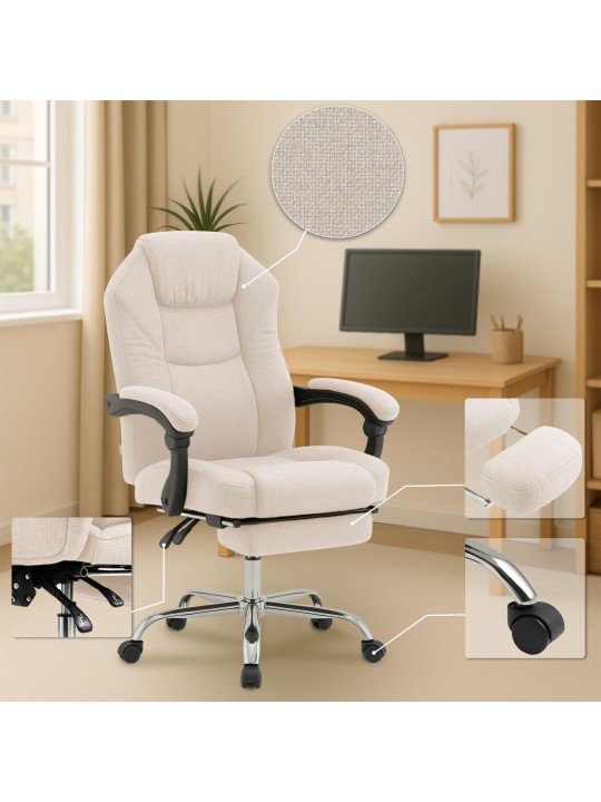 Työtuoli Castle kangasta, kermanvärinen