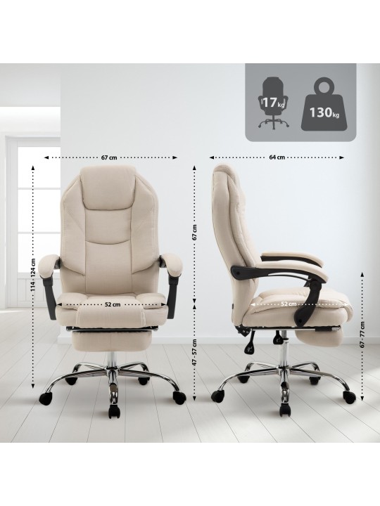 Työtuoli Castle kangasta, kermanvärinen