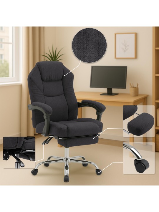 Työtuoli Castle kangasta, musta