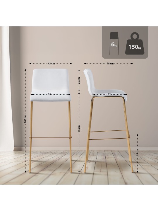 Baarijakkara Hoover Velvet 4-Foot Gold, kermanvärinen