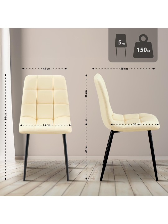 Ruokailuhuoneen tuoli Antibes keinonahkaa, kermanvärinen