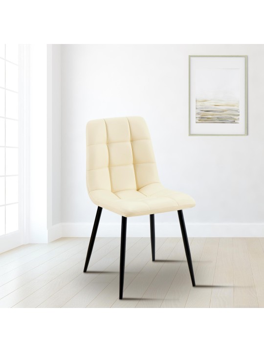 Ruokailuhuoneen tuoli Antibes keinonahkaa, kermanvärinen