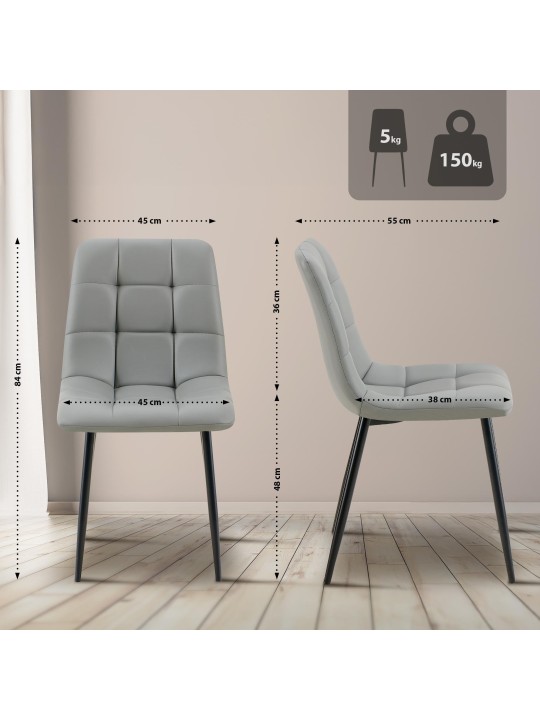 Ruokailuhuoneen tuoli Antibes keinonahkaa, vaaleanharmaa