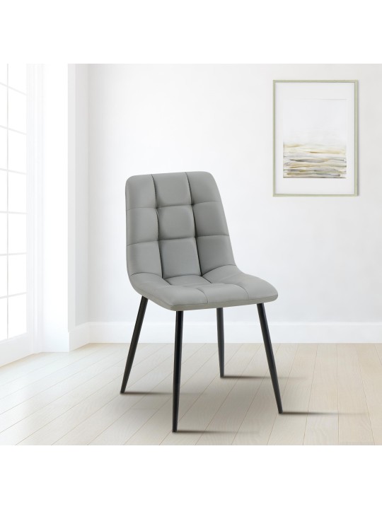 Ruokailuhuoneen tuoli Antibes keinonahkaa, vaaleanharmaa