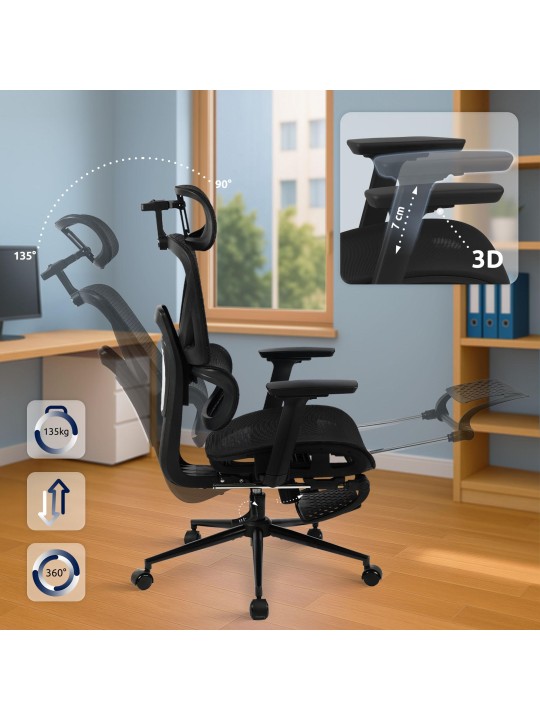 Beresford-työtuoli, musta