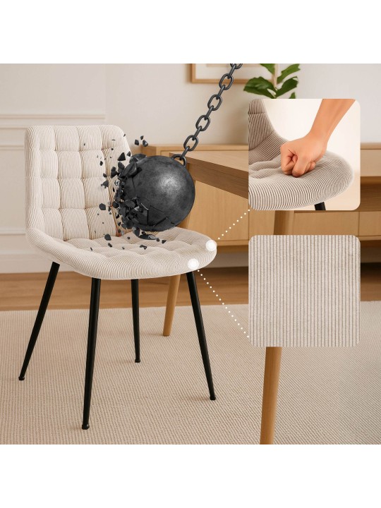 Sardna Cord ruokapöydän tuoli, kermanvärinen