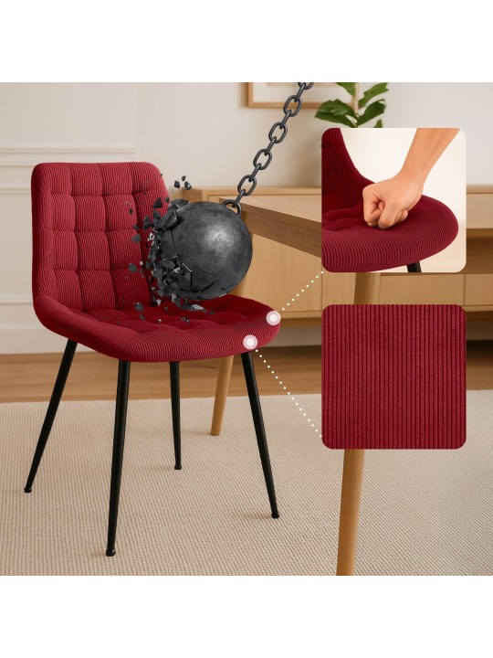 Sardna Cord ruokapöydän tuoli, viininpunainen