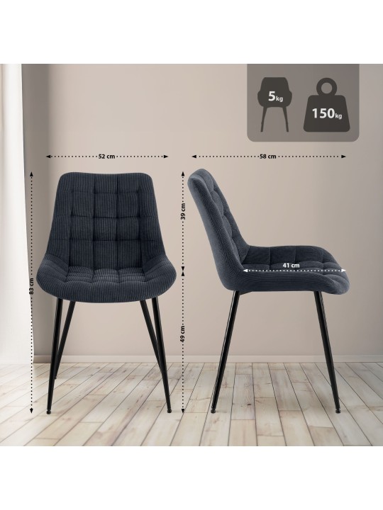 Sardna Cord ruokapöydän tuoli, musta