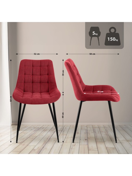 Sardna Cord ruokapöydän tuoli, viininpunainen