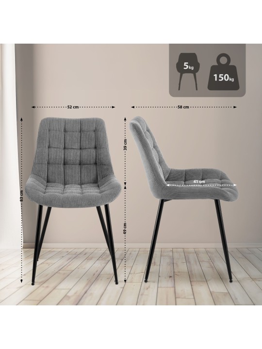 Sardna Cord ruokapöydän tuoli, harmaa