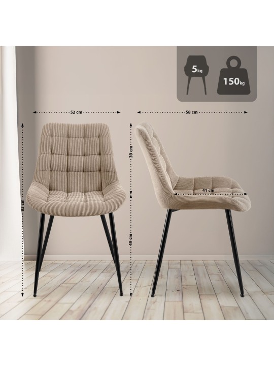 Sardna Cord ruokapöydän tuoli, taupe