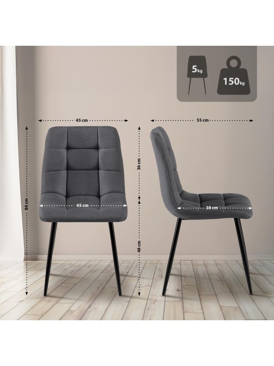 Ruokapöydän tuoli Antibes kangasta, tummanharmaa