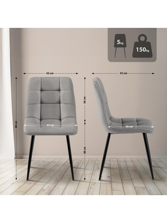 Ruokapöydän tuoli Antibes kangasta, vaaleanharmaa