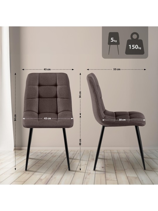 4 ruokapöydän tuolin sarja Antibes kangas, ruskea