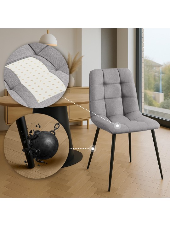 4 ruokapöydän tuolin sarja Antibes kangas, vaaleanharmaa