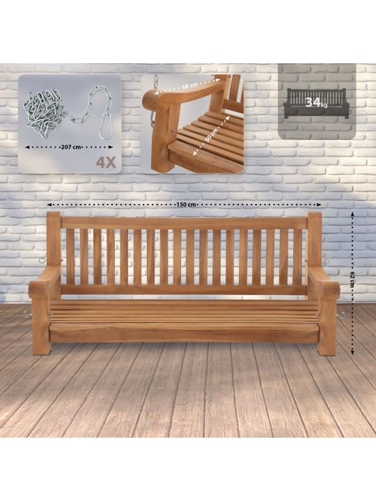 Joyce keinupenkki 150 cm, tiikki