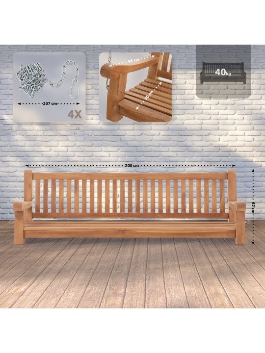 Joyce keinupenkki 200 cm, tiikki