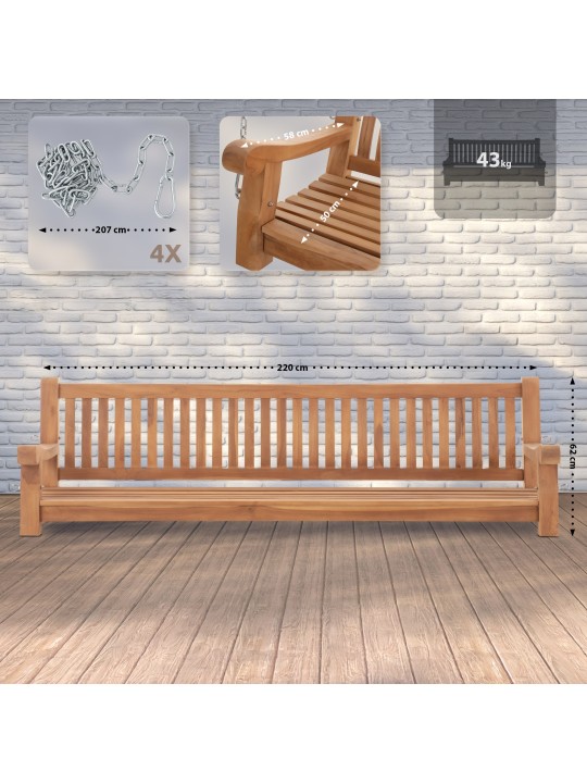 Joyce keinupenkki 220 cm, tiikki