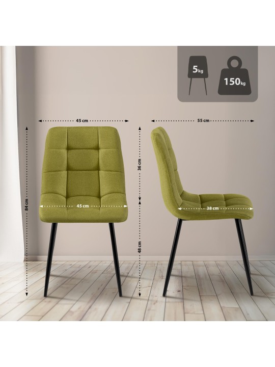 Ruokapöydän tuoli Antibes kangasta, vihreä