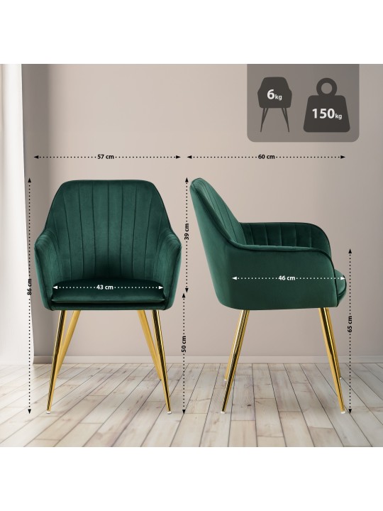 Ruokasalin tuoli Cheryl samettikulta, vihreä Ruokasalin tuoli Cheryl samettikulta, vihreä