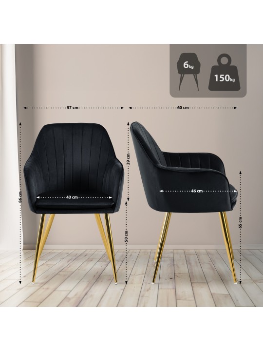Ruokasalin tuoli Cheryl samettikulta, musta