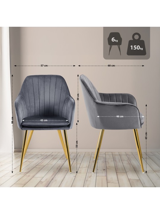 Ruokasalin tuoli Cheryl samettikulta, tummanharmaa Ruokasalin tuoli Cheryl samettikulta, tummanharmaa